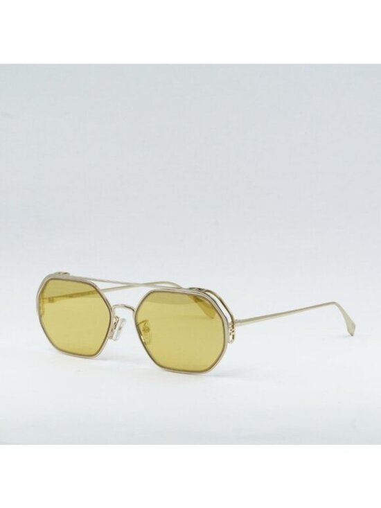 Fendi FE40039U 10L Sunglasses Gold Geometric Frame, Yellow Mirror Lenses main image 10